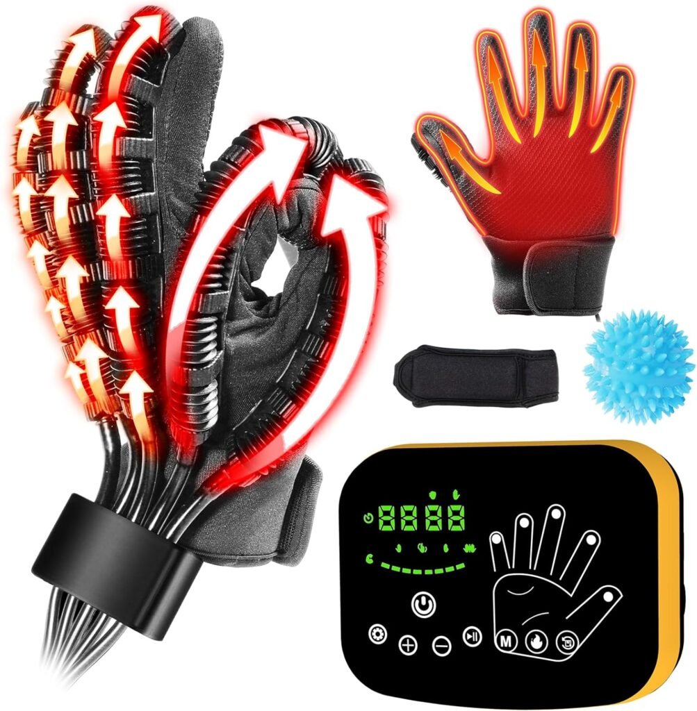 Finger Heating Rehabilitation Gloves, Robotic Hand for Stroke Patients, Finger and Hand Function Rehabilitation, Fingers Massage, Hand Therapy Machine, Robot Heating Gloves.