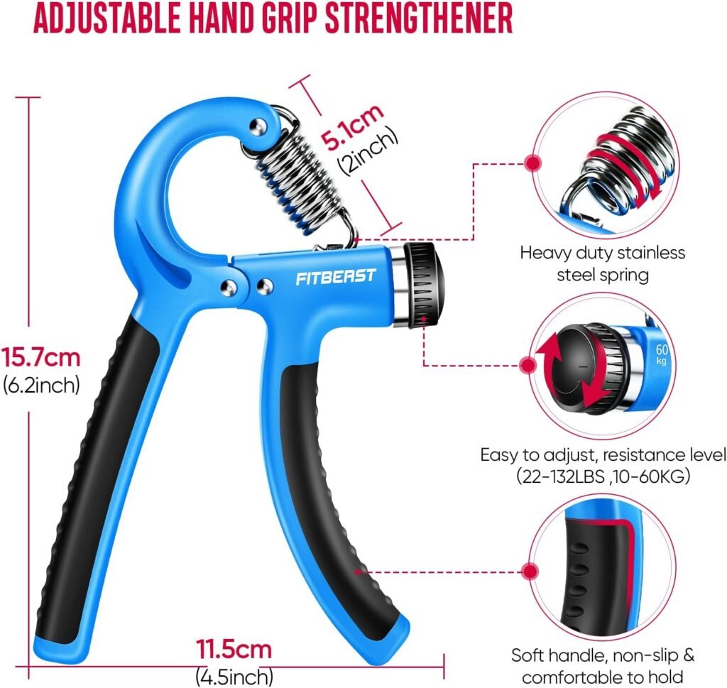 FitBeast Grip Strengthener Forearm Strengthener Hand Grips Strengthener Kit - 5 Pack Adjustable Resistance