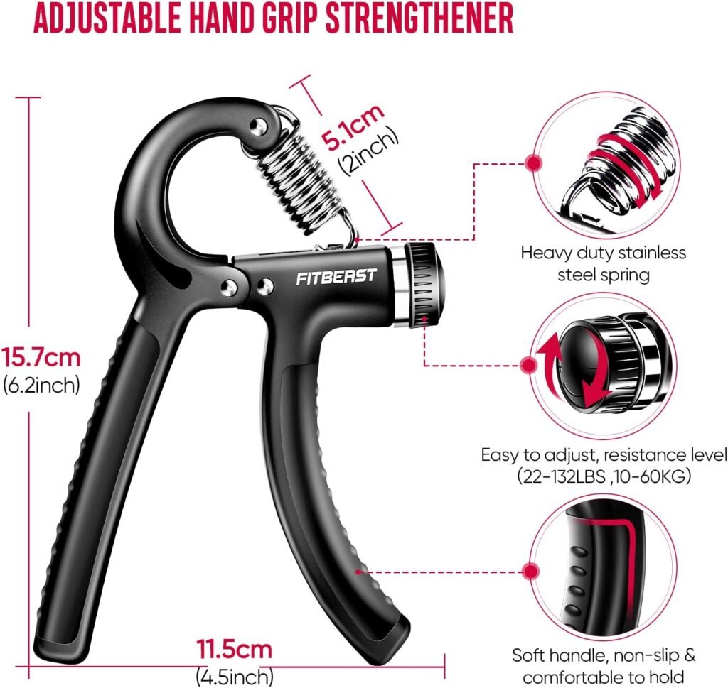 FitBeast Grip Strengthener Forearm Strengthener Hand Grips Strengthener Kit - 5 Pack Adjustable Resistance