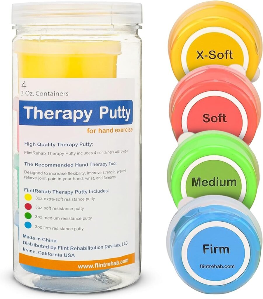 FlintRehab Premium Quality Therapy Putty (4 Pack, 3-oz Each) for Hand Exercise Rehab. Fidgeting, and Stress Relief…