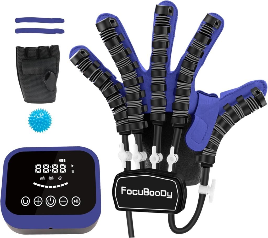 FocuBoody Rehabilitation Robot Gloves Mobility Finger Training Equipment For Hand Injury Patient Aids Trainer Blue Left Right