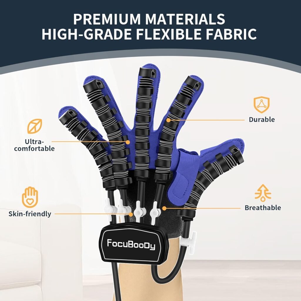 FocuBoody Rehabilitation Robot Gloves Mobility Finger Training Equipment For Hand Injury Patient Aids Trainer Blue Left Right