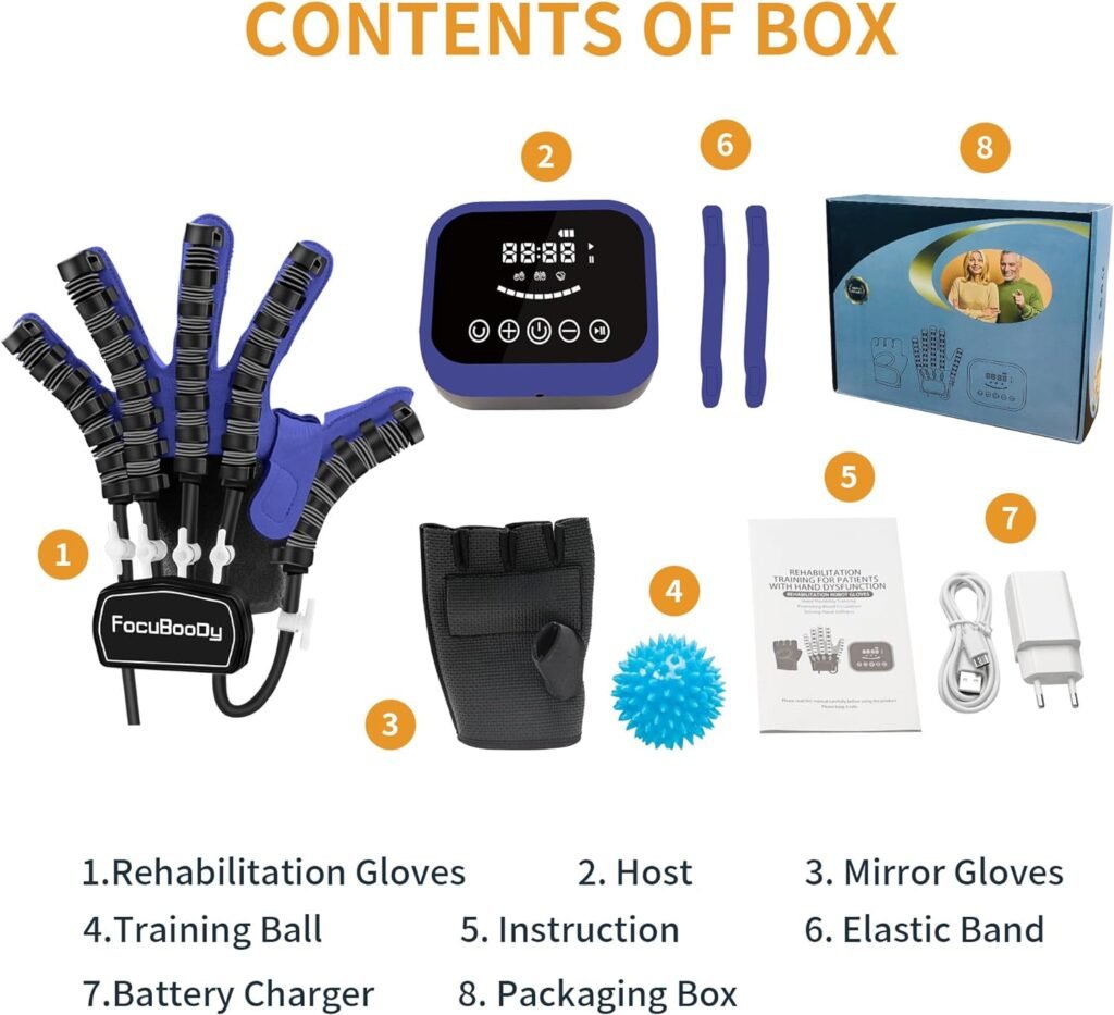 FocuBoody Rehabilitation Robot Gloves Mobility Finger Training Equipment For Hand Injury Patient Aids Trainer Blue Left Right