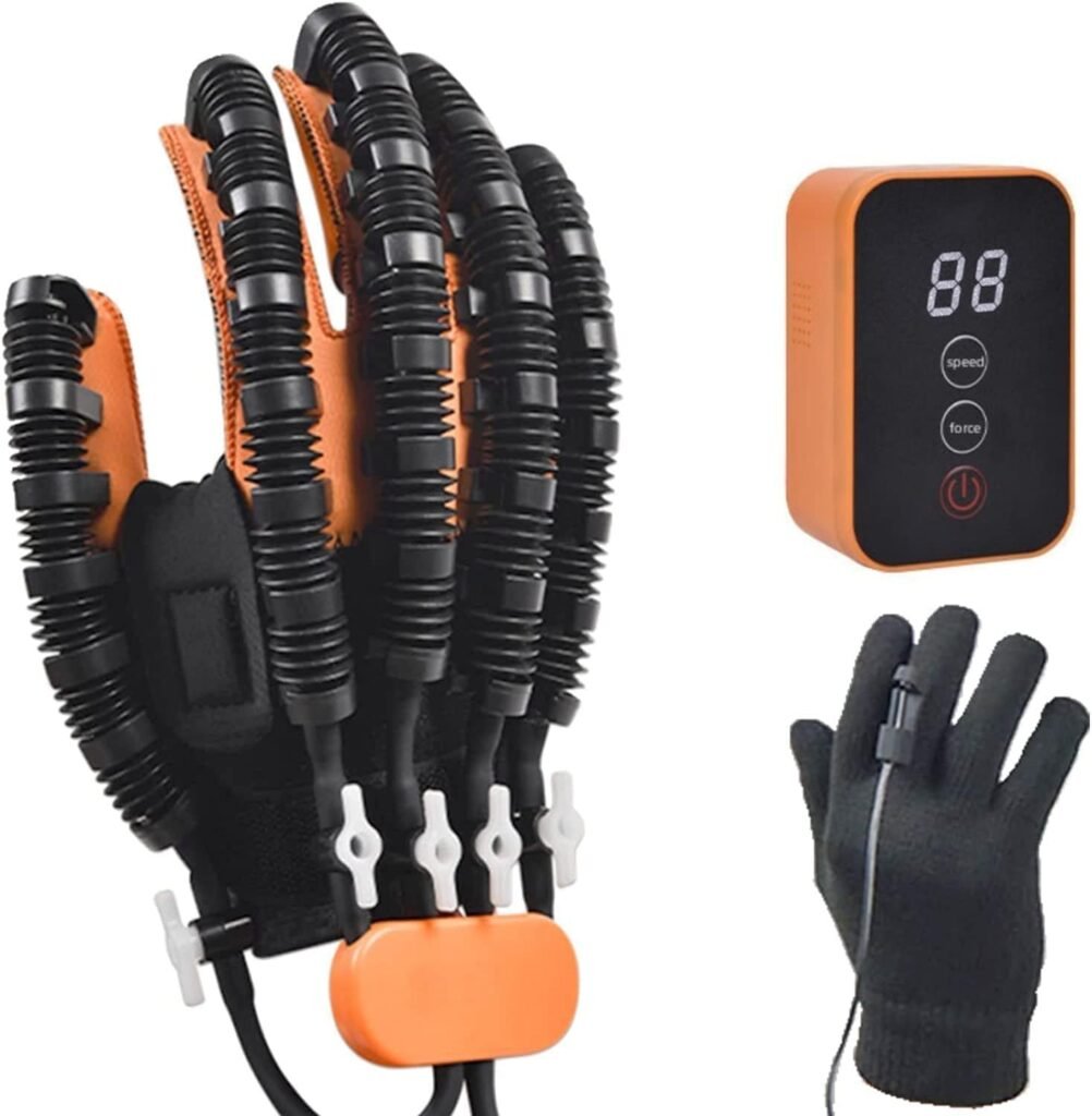 GENDOING Rehabilitation Robot Glove for Stroke Patient, Hand Stroke Recovery Equipment with Portable Belt, USB Chargeable Fingers Strength Training Device for Hemiplegia
