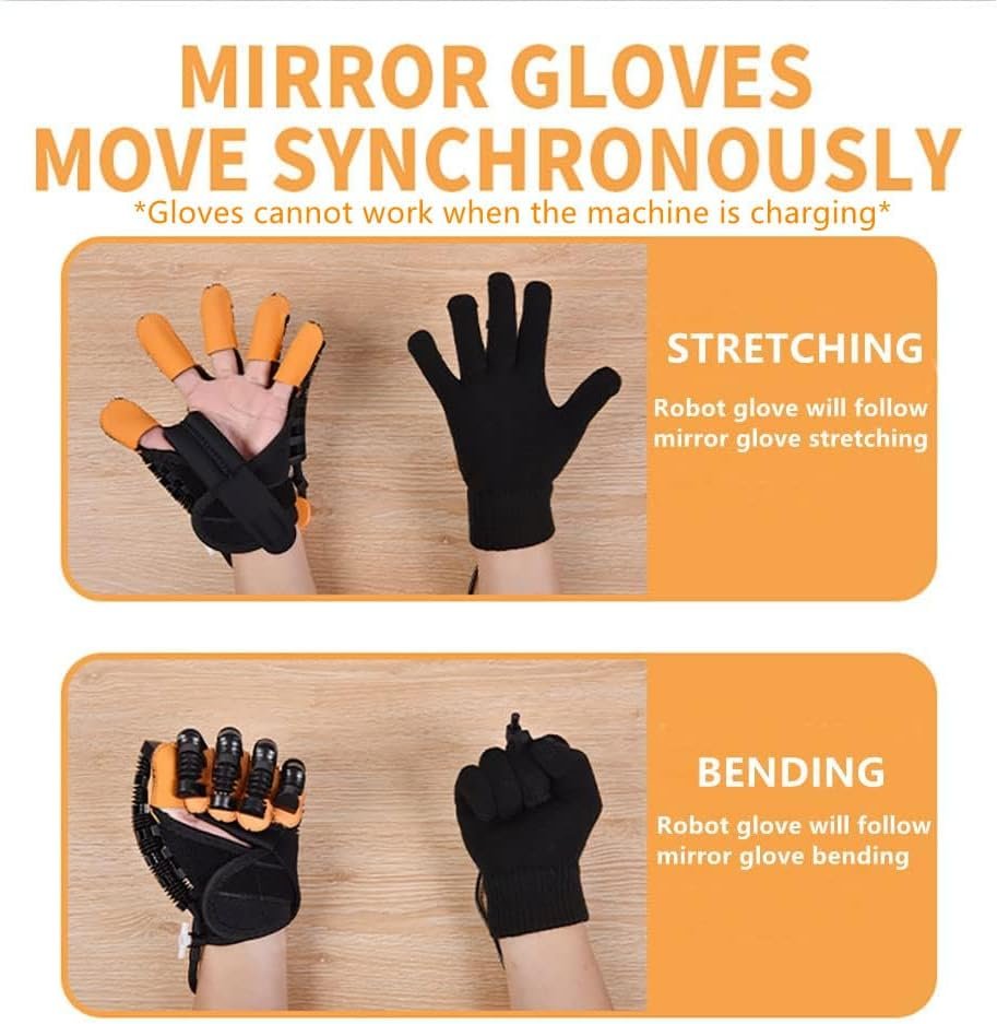 GENDOING Rehabilitation Robot Glove for Stroke Patient, Hand Stroke Recovery Equipment with Portable Belt, USB Chargeable Fingers Strength Training Device for Hemiplegia