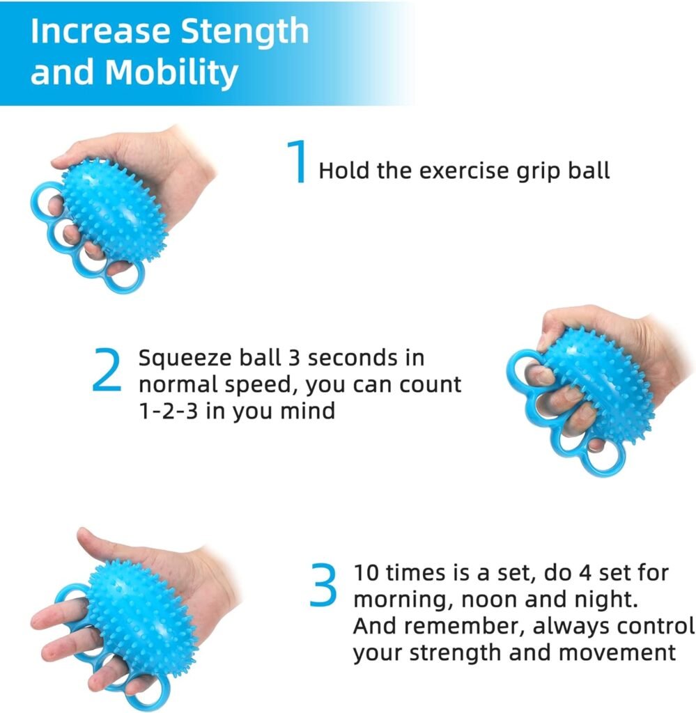 Hand Exercise Ball Finger Therapy Ball - Grip Strengthening Improve Flexibility Squeeze Stress Relief Balls, Resistance Strength Trainer for Wrist