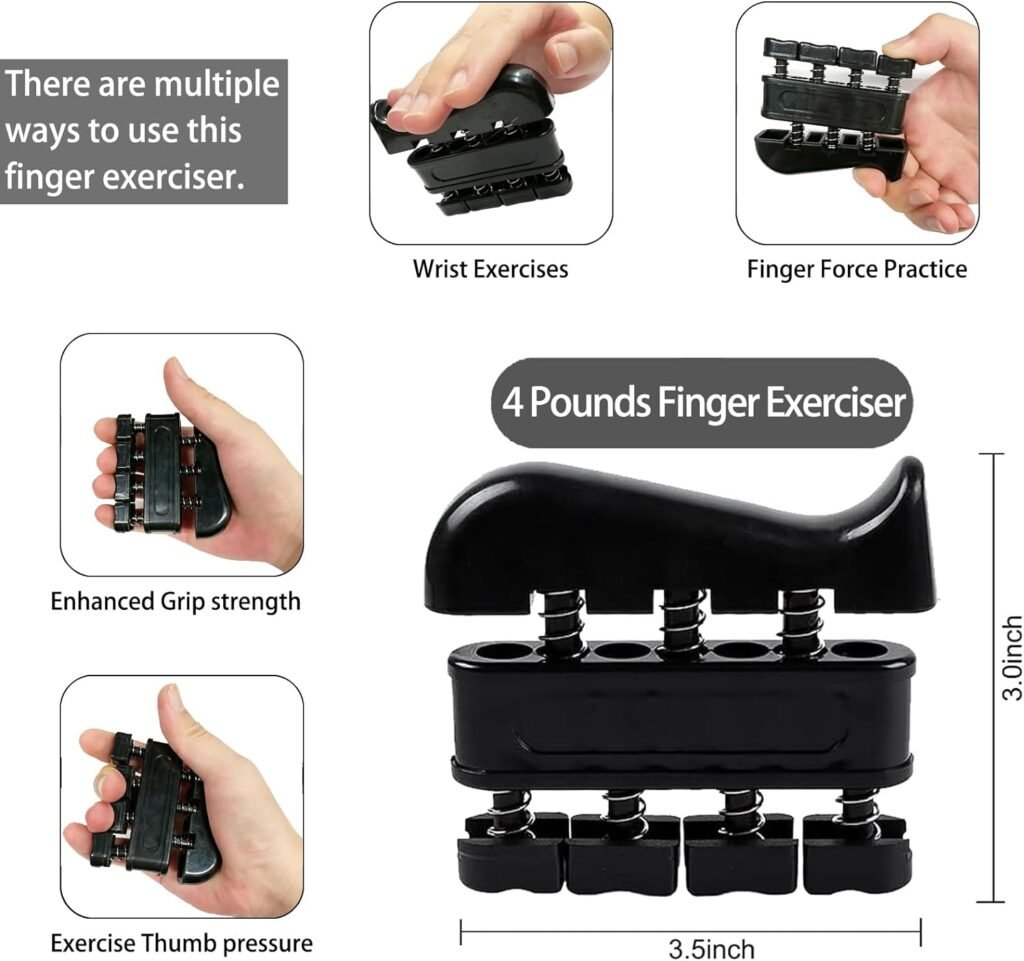 Hand Grip Strengthener Kit (5 Pack) with Finger Exerciser, Hand Grip Strengthener, Hand Extension Exerciser, Adjustable Resistance Hand Gripper, Stress Relief Ball and Forearm Workout Ring for Men and Women