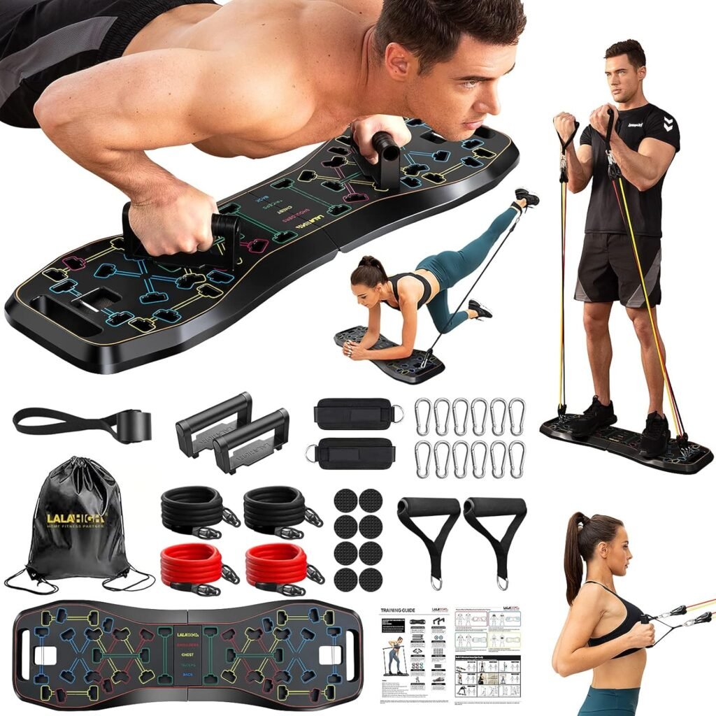 LALAHIGH Portable Push Up Board, Multi-Function Foldable Push Up Bars, Push Up Handles for Floor,Professional Push Up Strength Training Equipment For Man and Women,Gift for Boyfriend