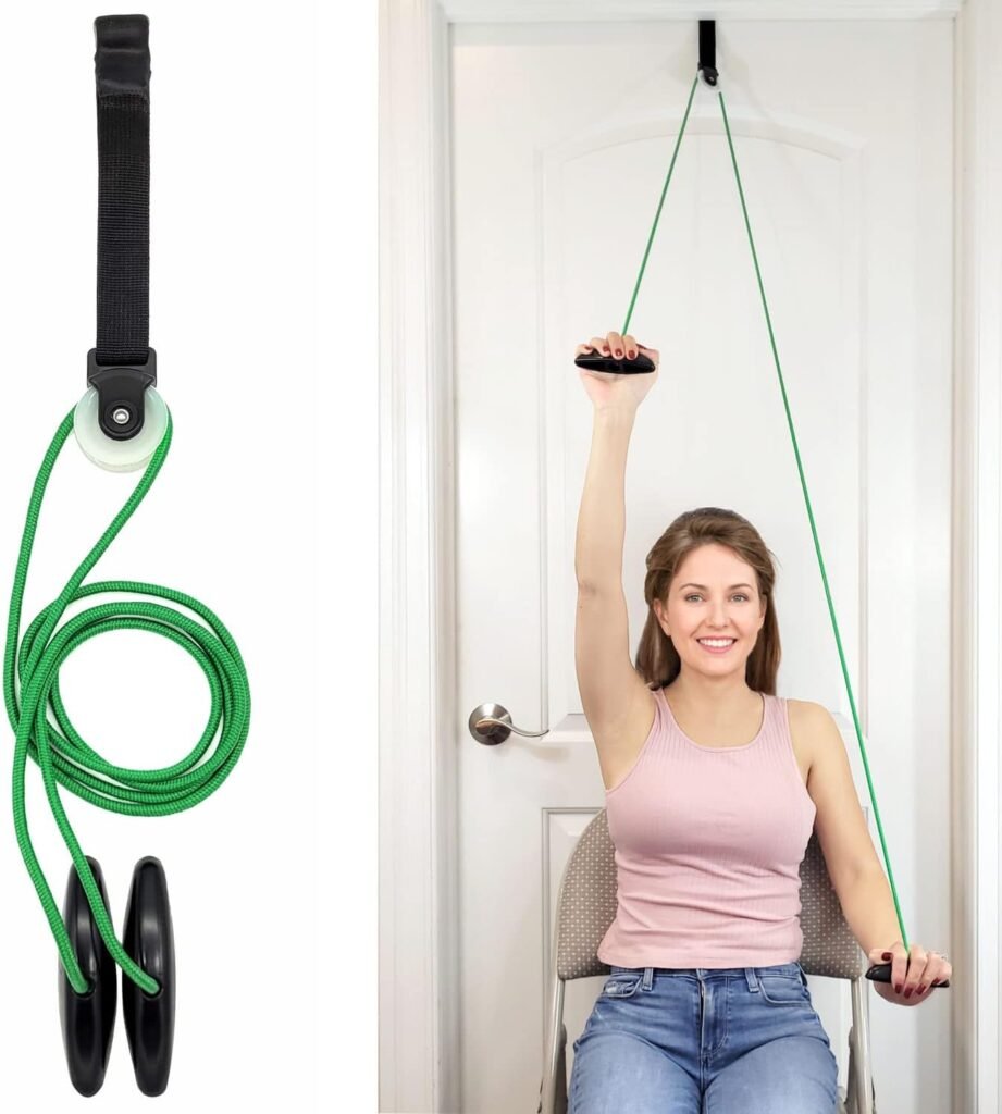 LiftAid Shoulder Pulley for Physical Therapy with Exercise Guide - Improves Shoulder Strength  Range of Motion - Reduces Pain, Helps in Muscle Recovery - Physical Therapy Equipment (Green)