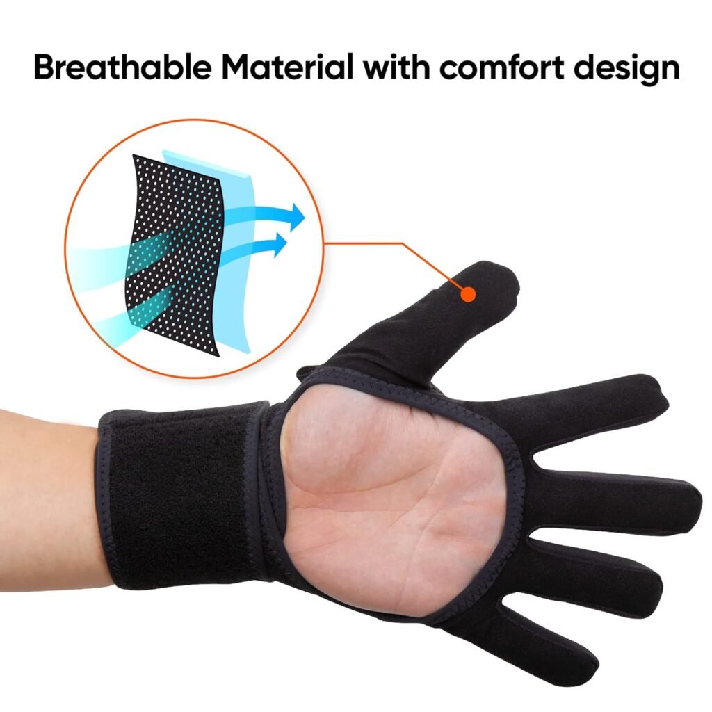 Neofect Finger Splint for Spastic Fingers Large Left - Stroke Recovery Equipment , Finger exerciser, hand strengthener, finger regabilitation gloves, stroke hand splint, finger straightener, finger exetension exerciser, radial nerve palsy splint