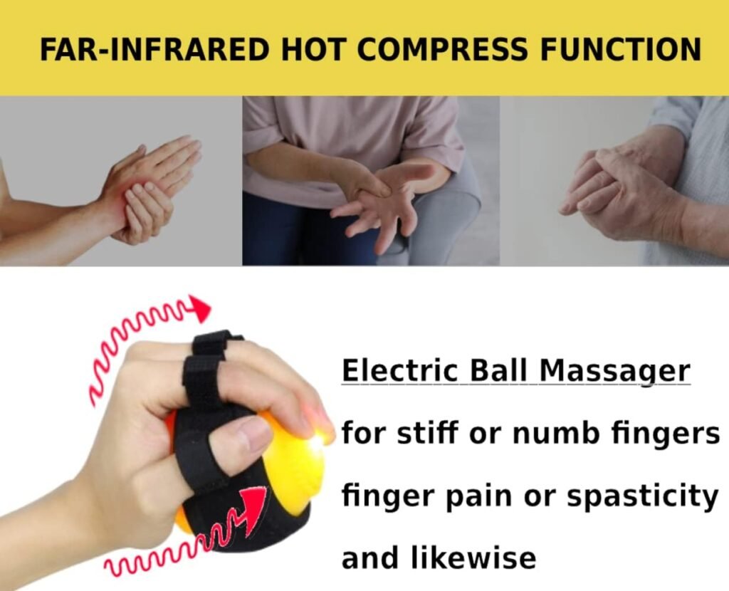 NP Electric Hand Massager Ball, Hot Compress Finger Recovery Hand Training Equipment, for Anti-Spasticity Finger Rehabilitation