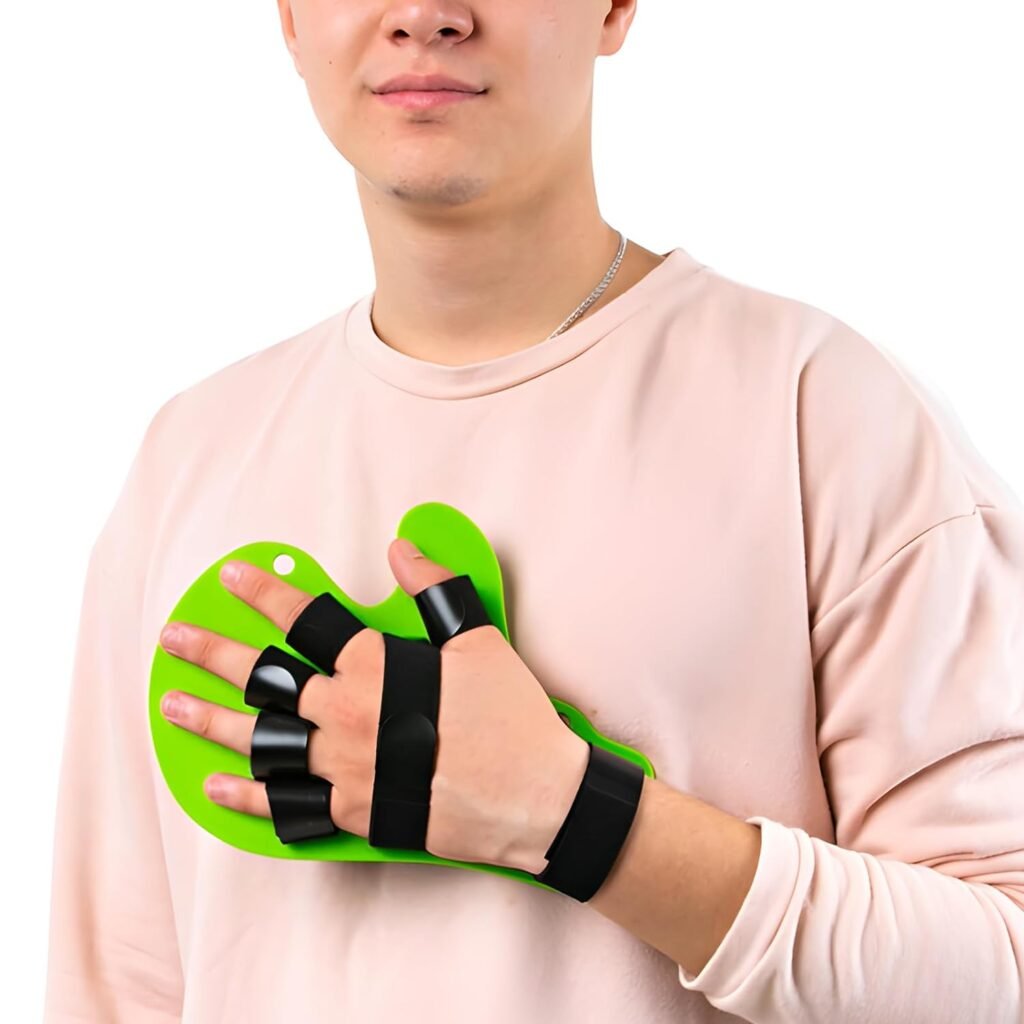 PSNOO Hand Splint with Wrist and Hand Brace for Stroke Rehabilitation, Injuries, Surgery Recovery, Finger Mobility and Hand Therapy - Fits Both Right and Left Hand