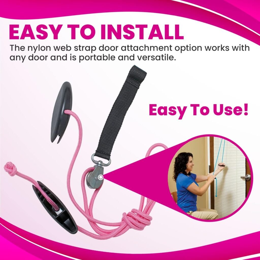 RangeMaster BlueRanger Shoulder Pulley with Patient Guide │ Aids Recovery and Rehabilitation │ Helps Enhance Pain Free Range of Motion │ Adjustable, Web Strap Door Attachment