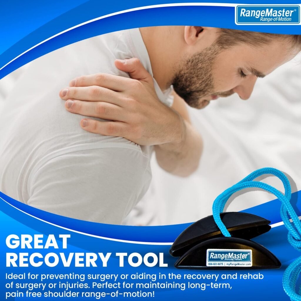 RangeMaster BlueRanger Shoulder Pulley with Patient Guide │ Aids Recovery and Rehabilitation │ Helps Enhance Pain Free Range of Motion │ Adjustable, Web Strap Door Attachment