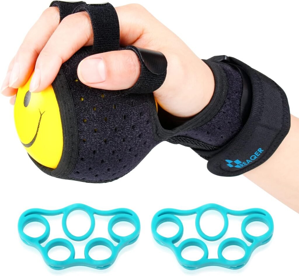 REAQER Grip Strength Ball Finger Device Training Equipment Anti-Spasticity Ball Splint Finger Orthosis for Hand Functional Impairment/Hemiplegia/Stroke