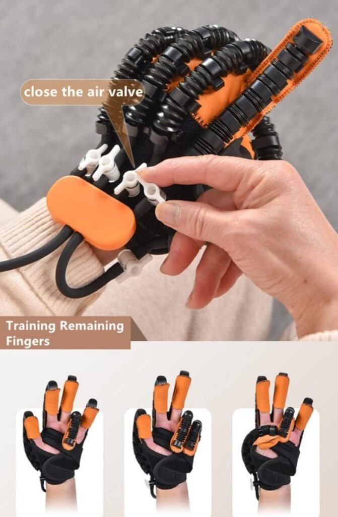 Rehabilitation Robot Glove for Stroke Patient, Hand Stroke Recovery Equipment with Portable Belt, USB Chargeable Fingers Strength Training Device for Hemiplegia, Adjustable Speed and Strength