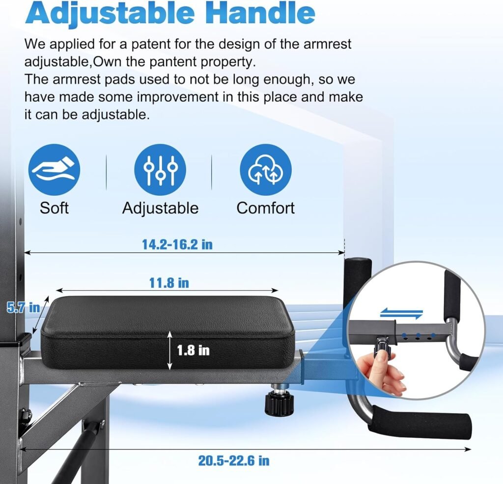 RELIFE REBUILD YOUR LIFE Power Tower Pull Up Bar Station Workout Dip Station for Home Gym Strength Training Fitness Equipment Newer Version,450LBS.