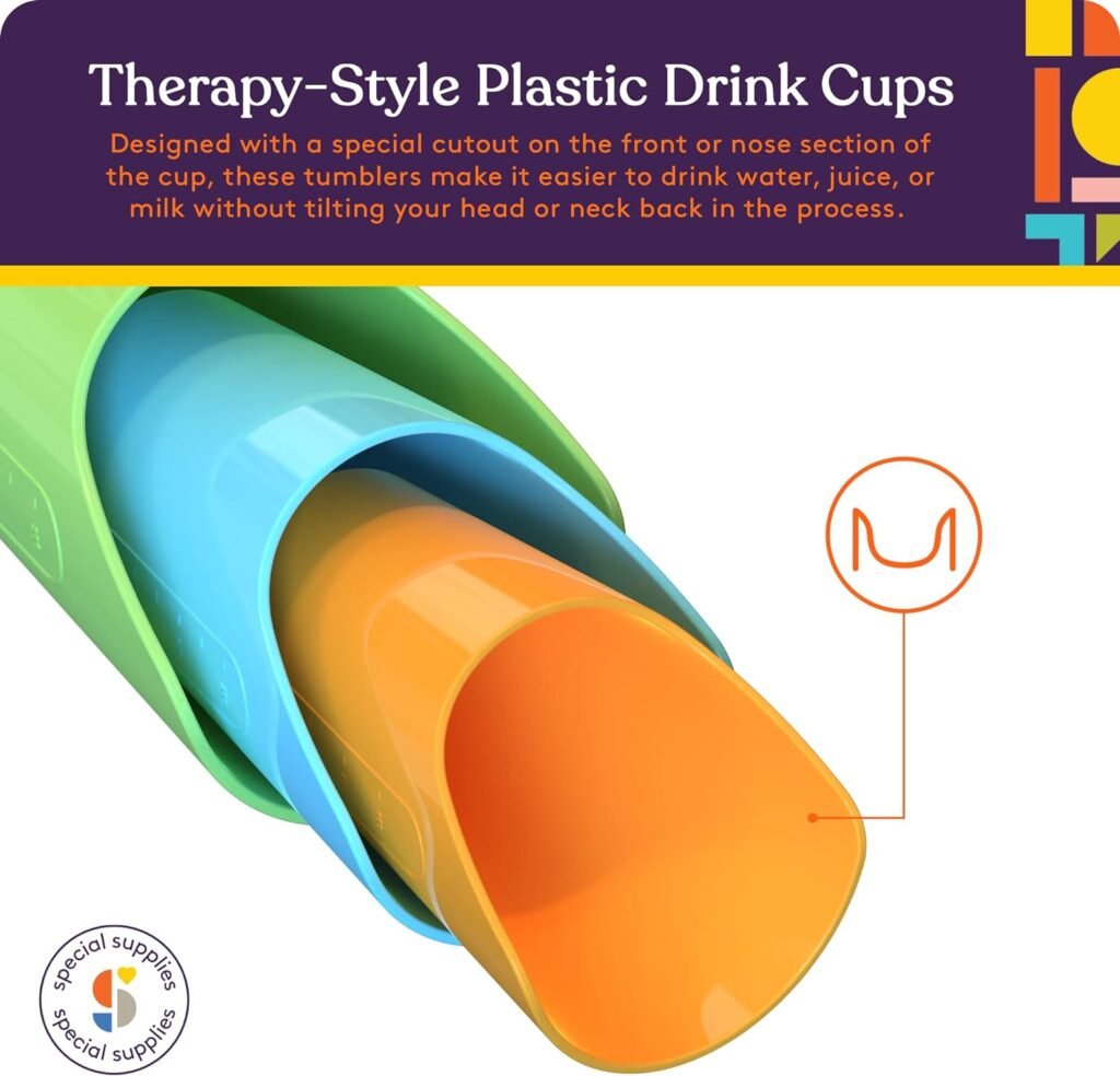 Special Supplies Combo Pack of 9 Flexible Drinking Cups with Nose Mold Cutout, 9 Pc. Set for Physical Therapy, Recovery, and Rehabilitation, BPA-Free Drink Tumblers, Kids and Adults