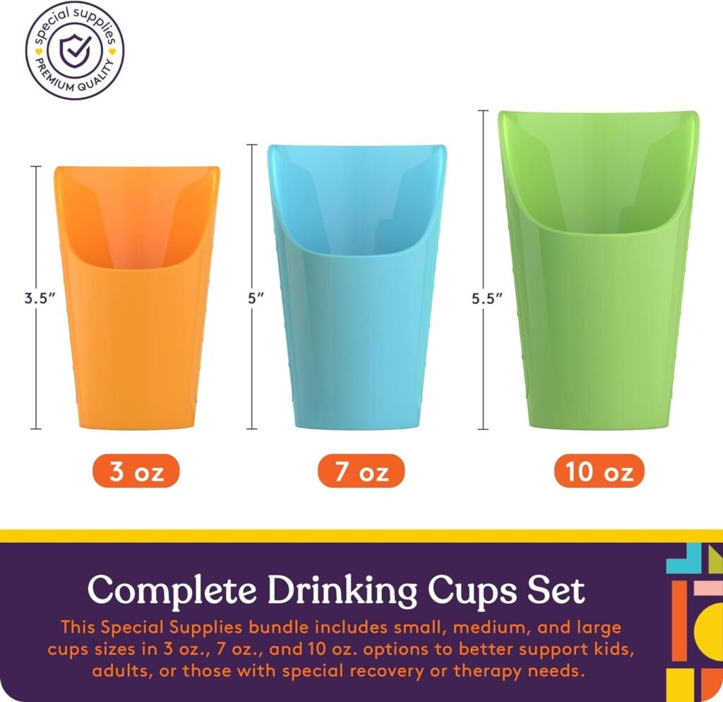 Special Supplies Combo Pack of 9 Flexible Drinking Cups with Nose Mold Cutout, 9 Pc. Set for Physical Therapy, Recovery, and Rehabilitation, BPA-Free Drink Tumblers, Kids and Adults