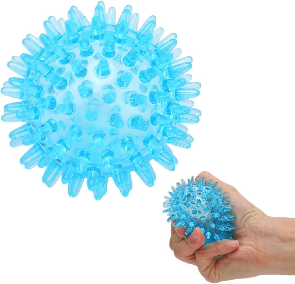 Spiky Massage Balls, Spiky Ball Compact Muscle Roller Hollow Soft Transparent Strength Recovery Exercise Squeezy Toy Balls Massage Ball for Hand Wrist Stress Relief (7CM)