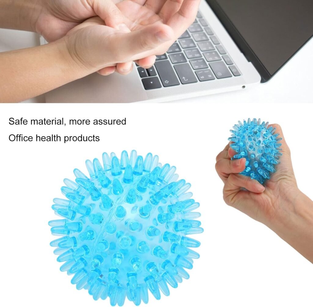 Spiky Massage Balls, Spiky Ball Compact Muscle Roller Hollow Soft Transparent Strength Recovery Exercise Squeezy Toy Balls Massage Ball for Hand Wrist Stress Relief (7CM)