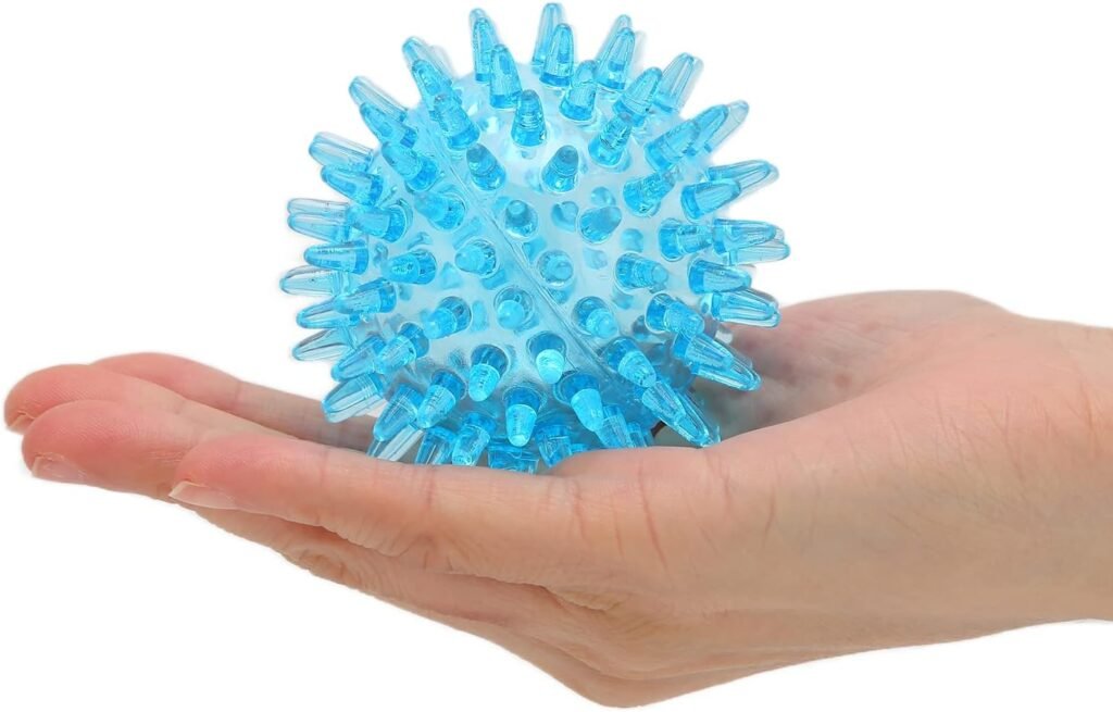 Spiky Massage Balls, Spiky Ball Compact Muscle Roller Hollow Soft Transparent Strength Recovery Exercise Squeezy Toy Balls Massage Ball for Hand Wrist Stress Relief (7CM)