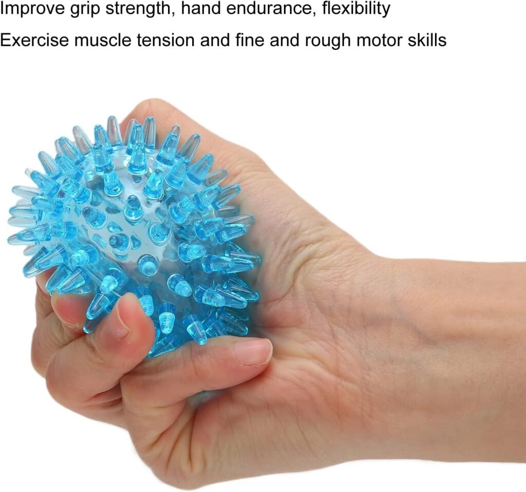 Spiky Massage Balls, Spiky Ball Compact Muscle Roller Hollow Soft Transparent Strength Recovery Exercise Squeezy Toy Balls Massage Ball for Hand Wrist Stress Relief (7CM)