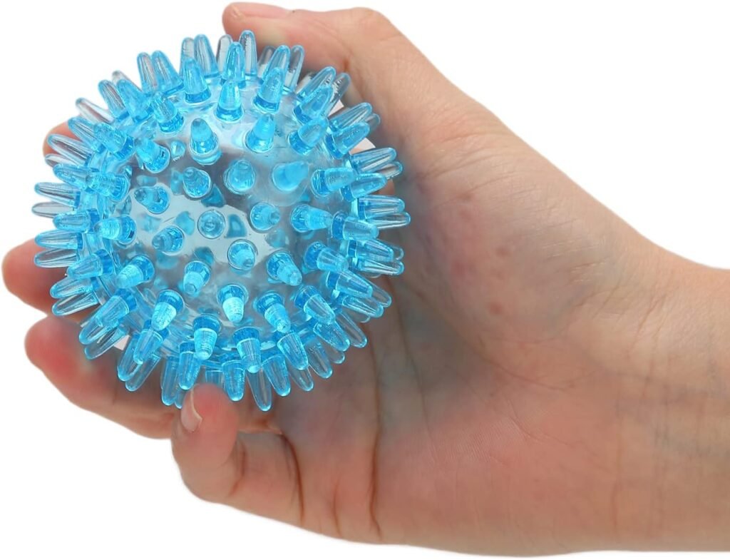 Spiky Massage Balls, Spiky Ball Compact Muscle Roller Hollow Soft Transparent Strength Recovery Exercise Squeezy Toy Balls Massage Ball for Hand Wrist Stress Relief (7CM)