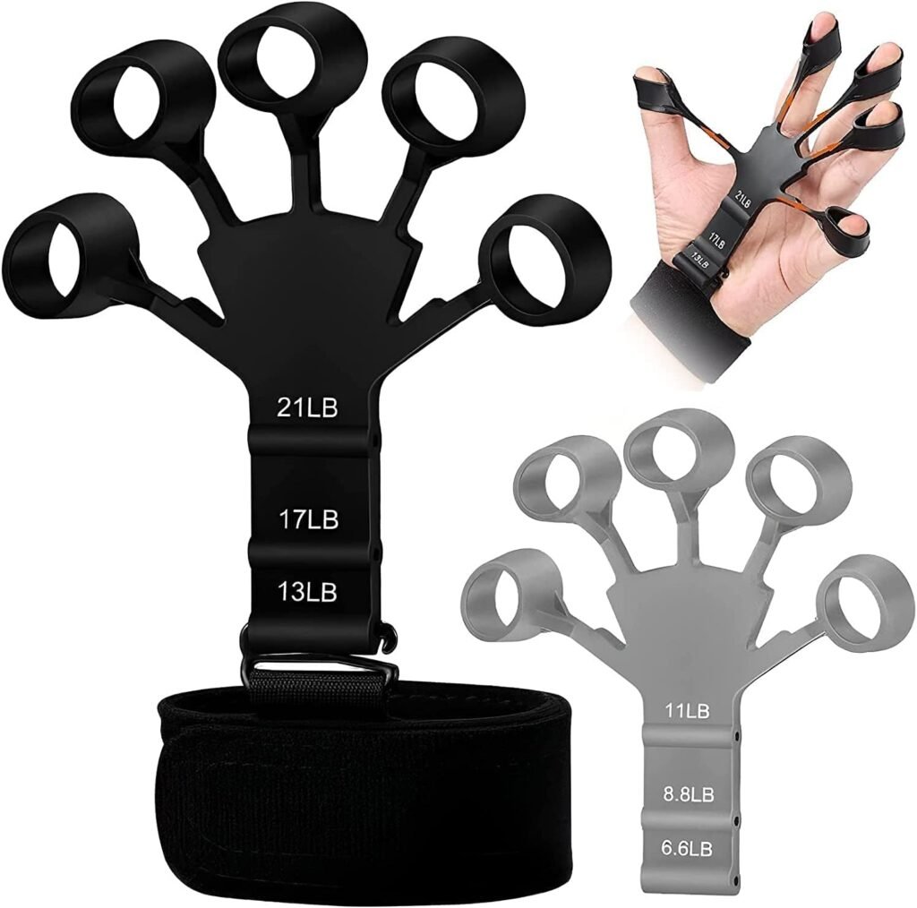 Suaoilblna Grip Strength Trainer,Gripster,Finger Strengthener，Hand Grip Strengthener,Hand Exercisers for Strength,Finger Exerciser  Hand Strengthener,forearm strengthener, black-01