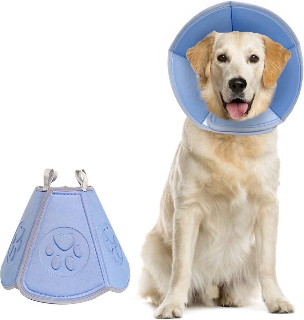 TAVAYVIP Adjustable Soft Dog Cone, Recovery Collar for Dog After Surgery Anti-Bite Lick Wound Healing, Elizabethan Collar (BE-L)