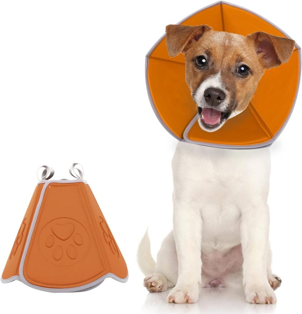 TAVAYVIP Adjustable Soft Dog Cone, Recovery Collar for Dog After Surgery Anti-Bite Lick Wound Healing, Elizabethan Collar (OR-S)