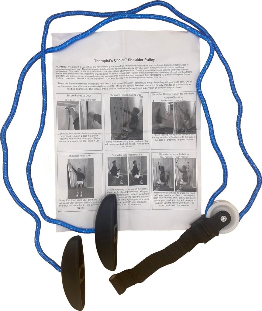 Therapist’s Choice® Shoulder Pulley, Over The Door, with Patient Guide. Aids Recovery and Rehabilitation of Shoulder, Rotator Cuff, Shoulder Pain, Frozen Shoulder, Pain Free Range of Motion