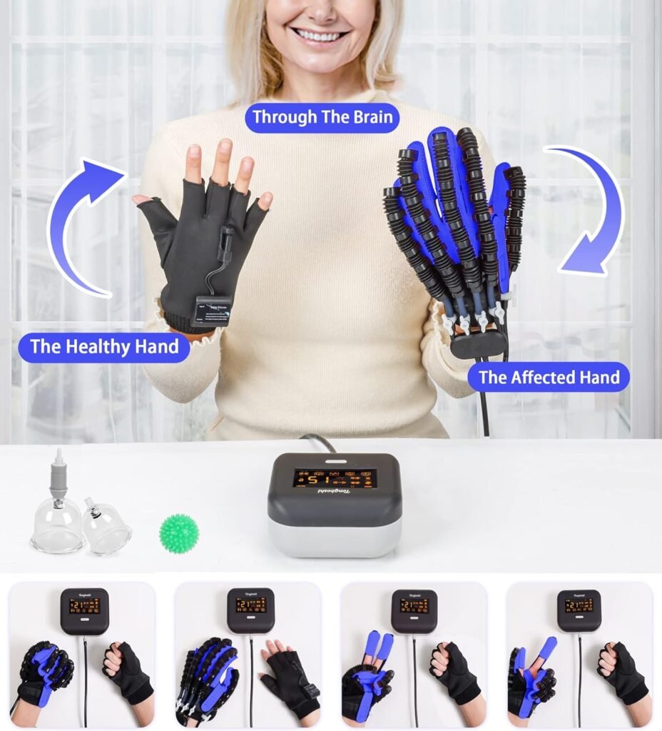 TONGBOSHI 2023 New Rehabilitation Robot Gloves Upgrades Hand Stroke Recovery Equipment with 4 Workout Modes and Hand Massage