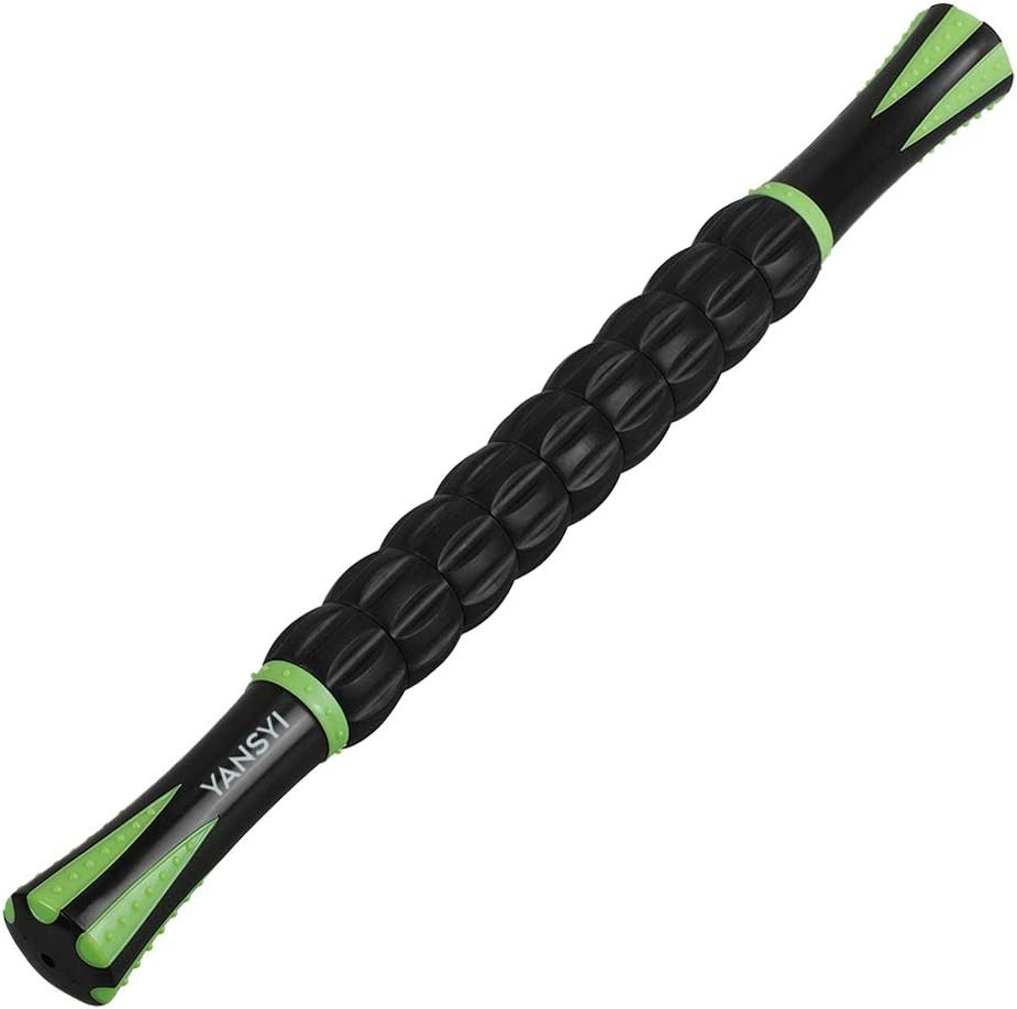 Yansyi Muscle Roller Stick for Athletes - Body Massage Roller Stick - Release Myofascial Trigger Points Reduce Muscle Soreness Tightness Leg Cramps  Back Pain for Physical Therapy  Recovery (Black)