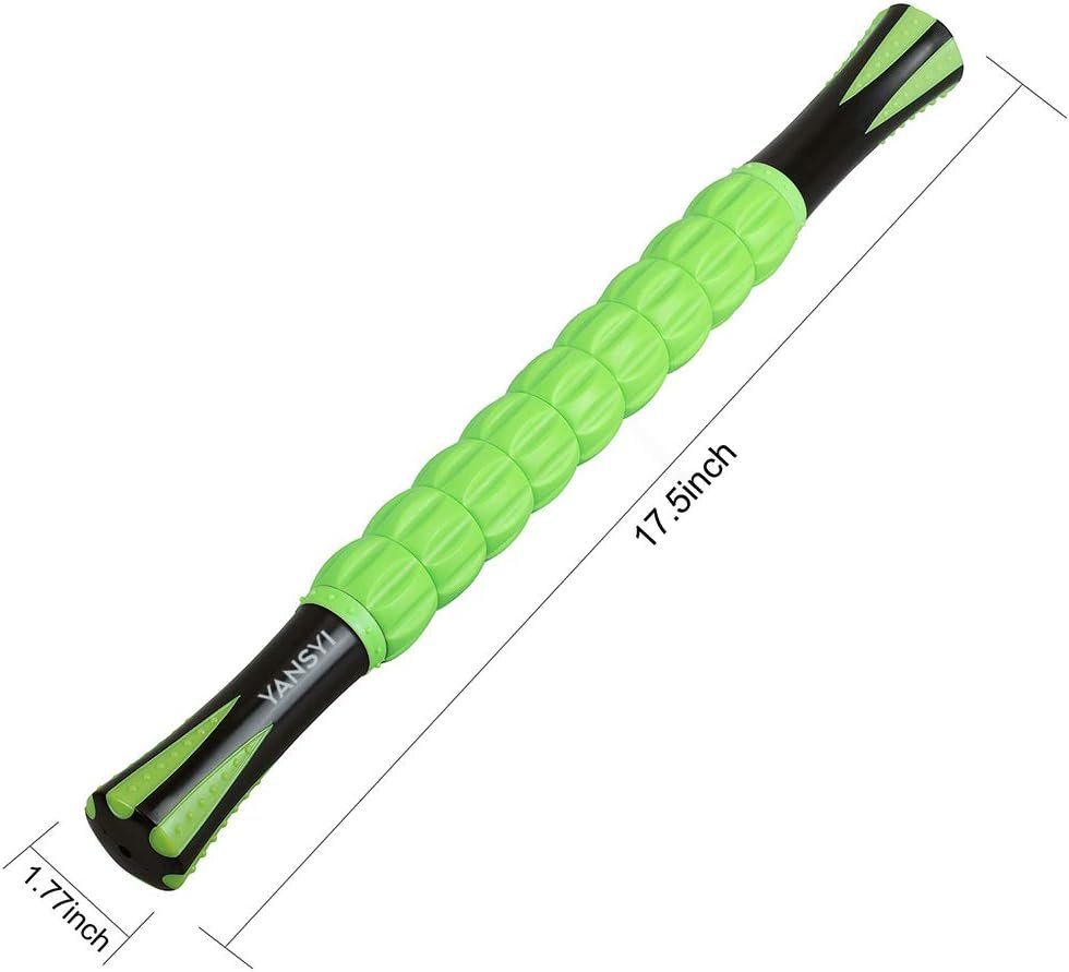 Yansyi Muscle Roller Stick for Athletes - Body Massage Roller Stick - Release Myofascial Trigger Points Reduce Muscle Soreness Tightness Leg Cramps  Back Pain for Physical Therapy  Recovery (Black)