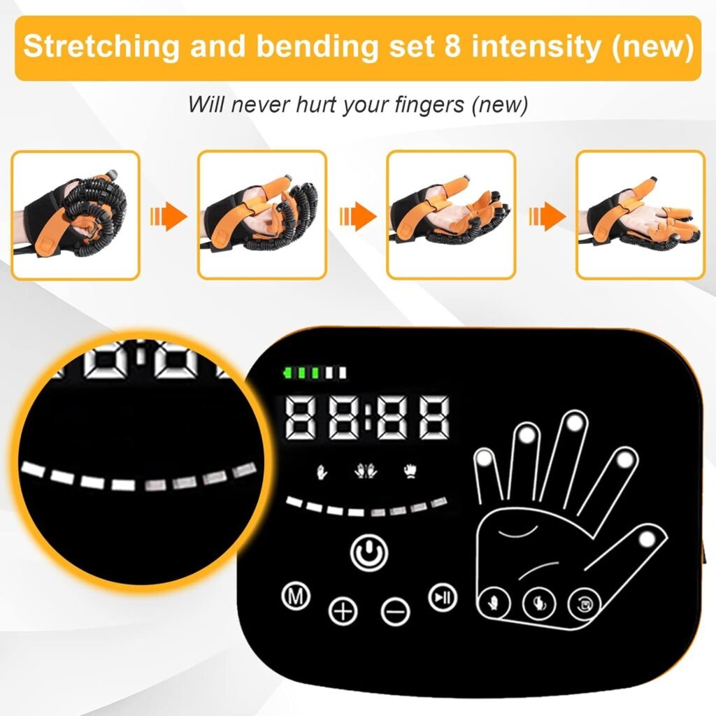 YIOCHOS Upgraded Finger Rehabilitation Robot Gloves,rehabilitation Gloves for Stroke,arthritis Hemiplegia Cerebral Palsy Hand Paralysis Patients Hand Function Physiotherapy Robotic Recovery Gloves