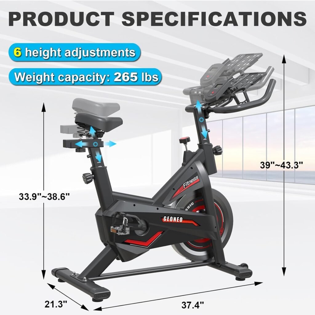 Exercise Bike, Exercise Bike for Home, Stationary Indoor Cycling Bike Cardio Gym with Ipad Holder and LCD Monitor,Silent Belt Drive  35 LBS Flywheel