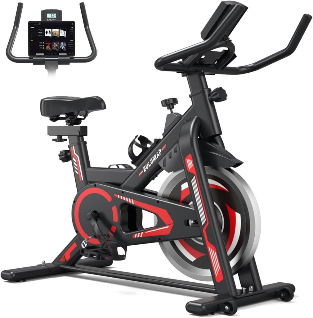 Exercise Bike-Indoor Cycling Bike Stationary Bike for Home Gym, Cycle Bike With Digital Display  Comfortable Seat Cushion, RedBlack