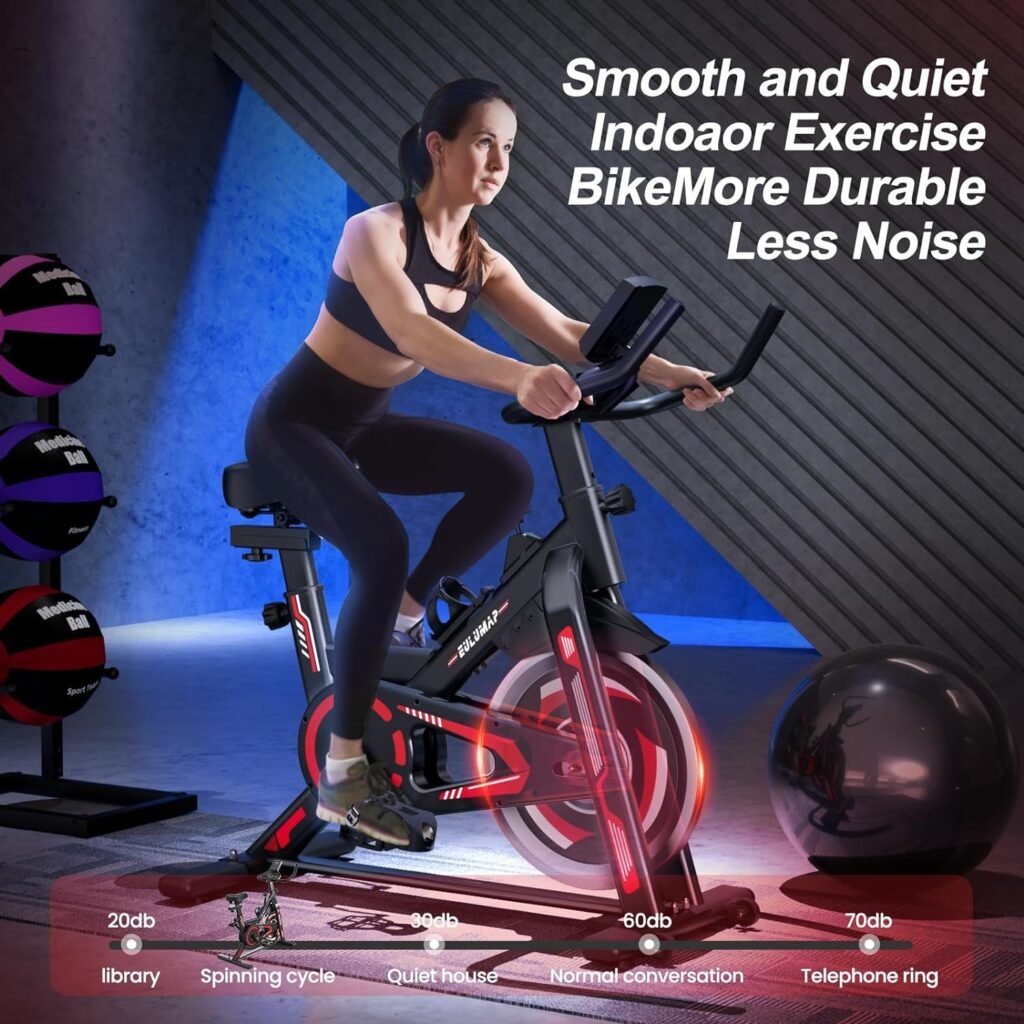 Exercise Bike-Indoor Cycling Bike Stationary Bike for Home Gym, Cycle Bike With Digital Display  Comfortable Seat Cushion, RedBlack