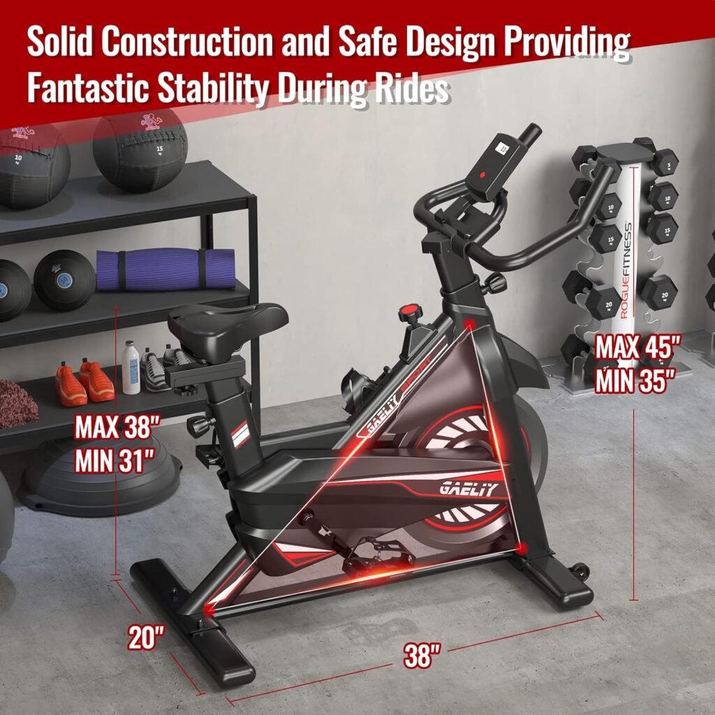 Exercise Bike-Indoor Stationary Bike for Home Gym,Workout Bike With Belt Drive,Cycling Bike With Digital Display  Comfortable Seat Cushion,Black Red