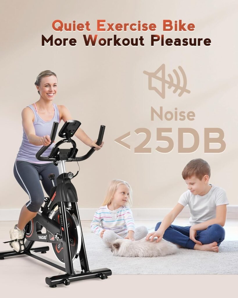 Exercise Bike, Stationary Bikes for Home, Indoor Cycling Bike/Brake Pad, Indoor Bike with Pad Mount  Comfortable Seat Cushion, Workout Bike LCD Display