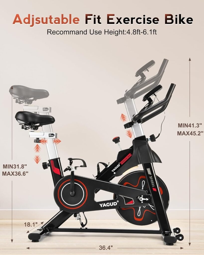Exercise Bike, Stationary Bikes for Home, Indoor Cycling Bike/Brake Pad, Indoor Bike with Pad Mount  Comfortable Seat Cushion, Workout Bike LCD Display