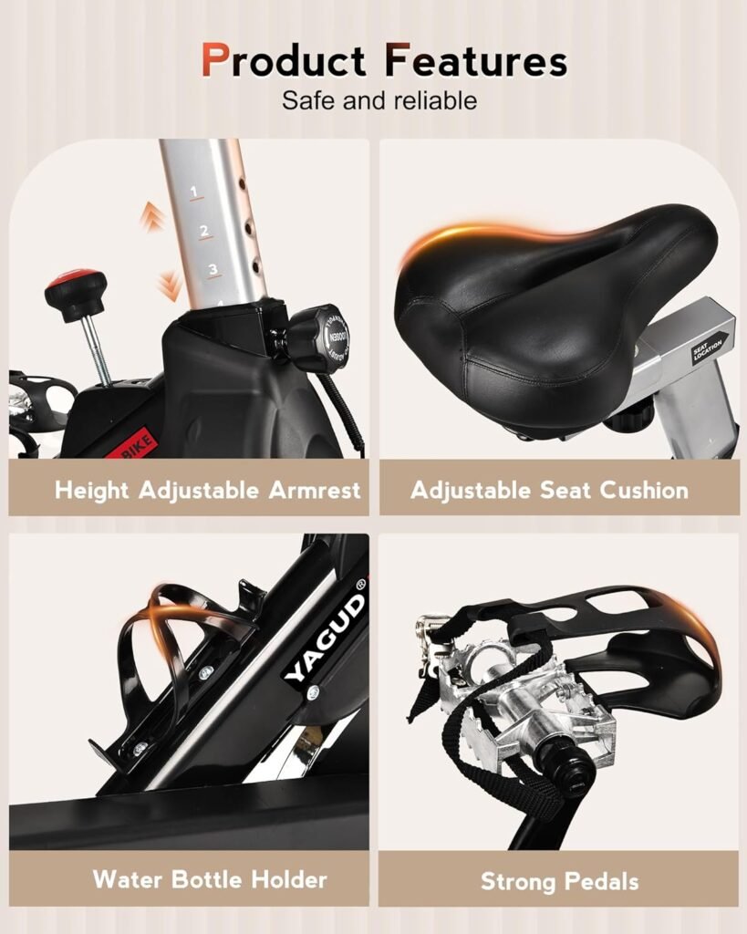 Exercise Bike, Stationary Bikes for Home, Indoor Cycling Bike/Brake Pad, Indoor Bike with Pad Mount  Comfortable Seat Cushion, Workout Bike LCD Display