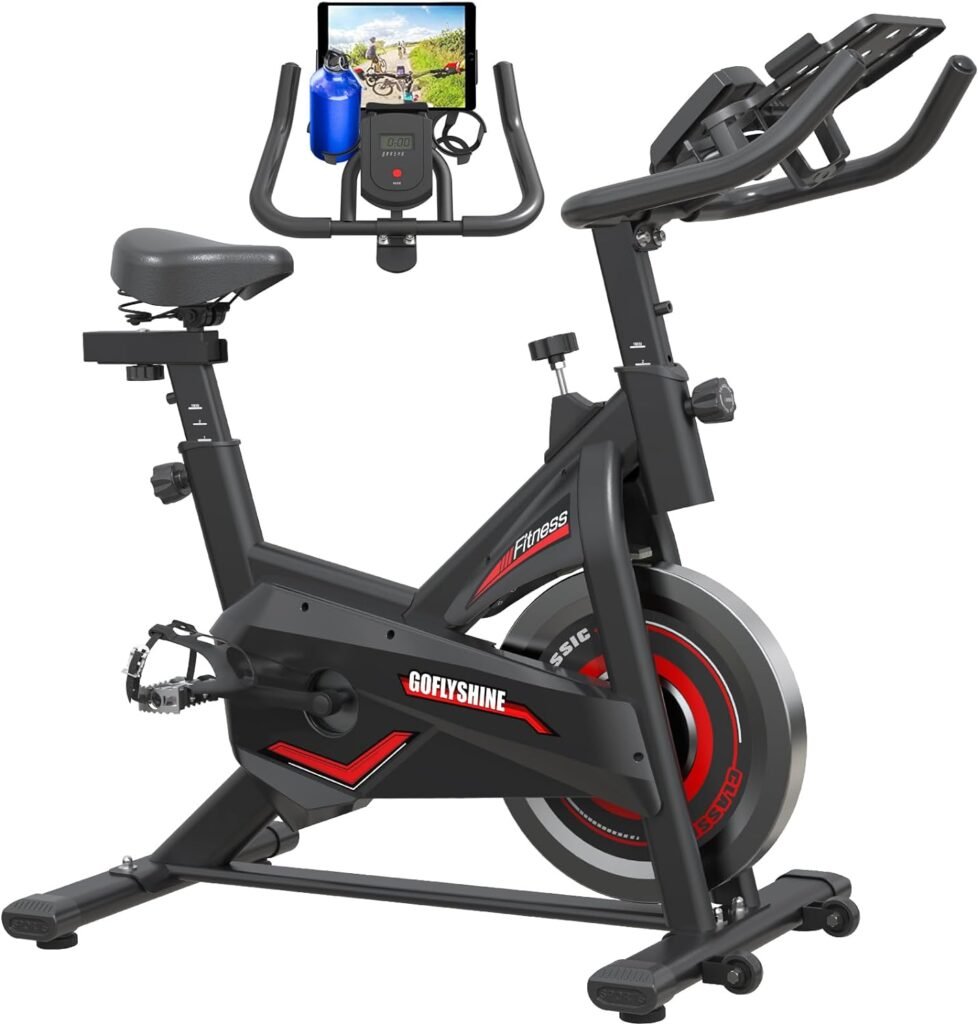 Exercise Bikes Stationary,Exercise Bike for Home Indoor Cycling Bike for Home Cardio Gym,Workout Bike with Ipad Mount  LCD Monitor,Silent Belt Drive