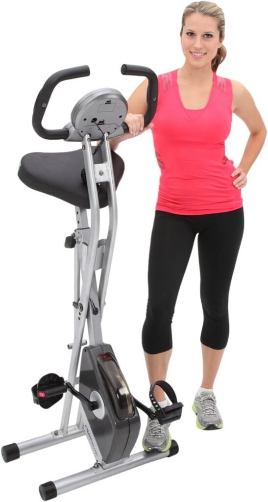 Exerpeutic Folding Exercise Bike, 8 Levels of Resistance Stationary Bike, Bluetooth tracking  Tablet Holder options available