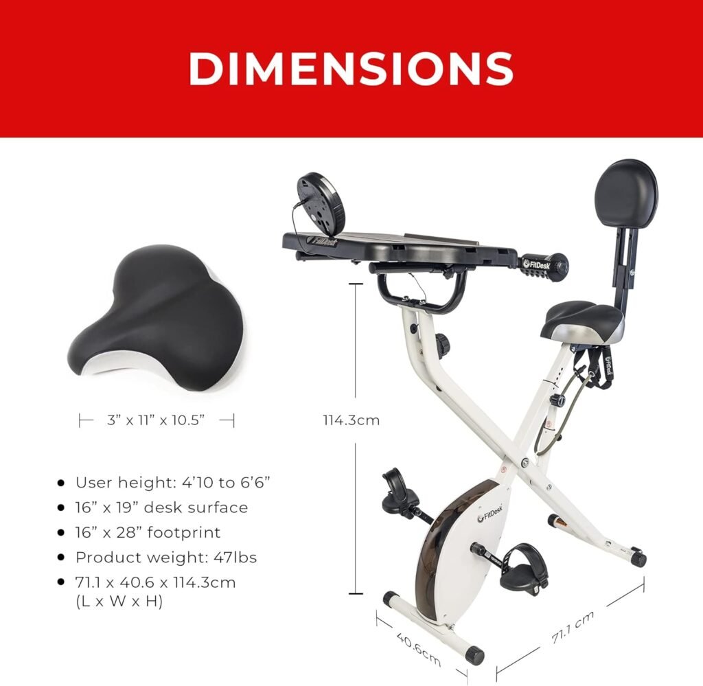 FitDesk Desk Bike 3.0 - Folding Exercise Bike for Work from Home Fitness, Stationary Bike and Desk Exercise Equipment with Built-in Tablet Holder, Bike Desk Workout Equipment, Fully Adjustable  Lightweight