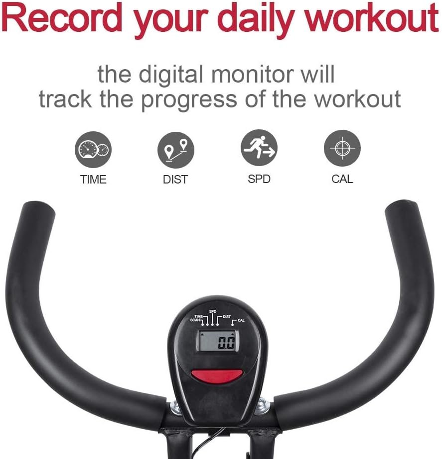 Foldable Exercise Bike Foldable Magnetic Upright Bike with 8 Resistance Levels, Cardio-Training Bike Indoor Cycling Bike for Adults