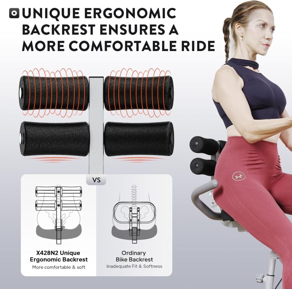 Foldable Exercise Bike, pooboo 4 IN 1 Indoor Cycling Bike Stationary Bikes for Home Upright Recumbent Position, 8-Level Magnetic Resistance Fitness Bike with Stronger Frame Seat Backrest Adjustments