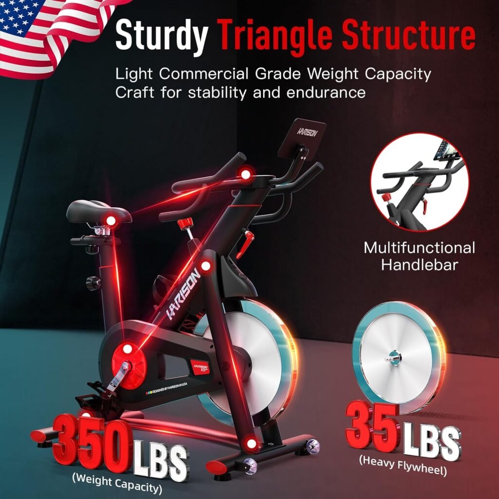 HARISON Exercise Bike for Home Bluetooth Magnetic Stationary Bike, Indoor Cycling Workout Bike with Comfortable Seat  iPad Holder, 350lbs Weight Capacity