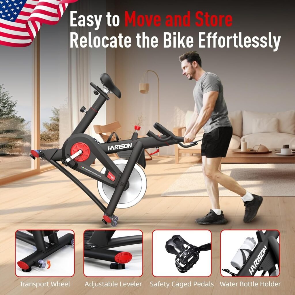 HARISON Exercise Bike for Home Bluetooth Magnetic Stationary Bike, Indoor Cycling Workout Bike with Comfortable Seat  iPad Holder, 350lbs Weight Capacity